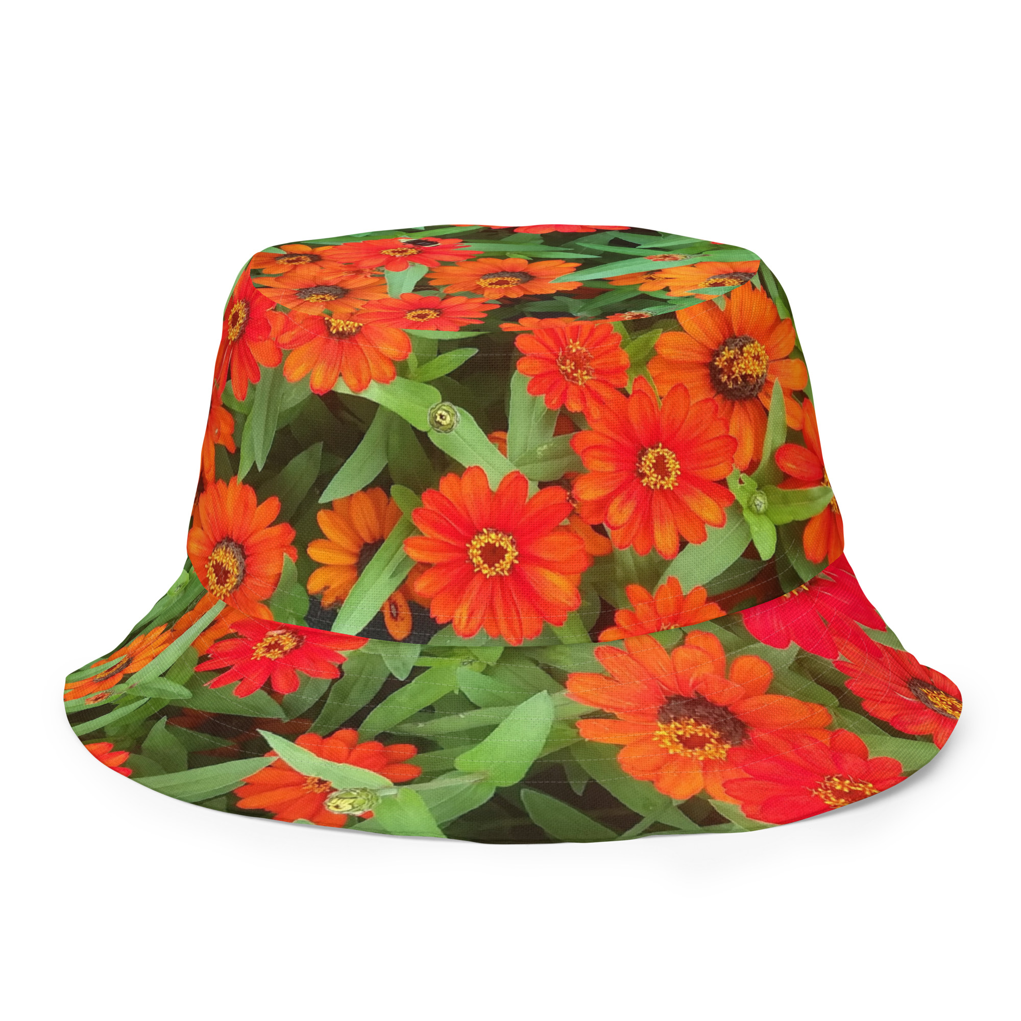 Red-Flowers/BlueSky-WetRock Reversible hat