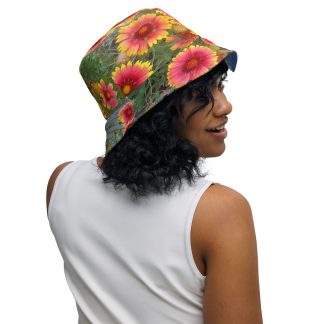 Gallardia-Flowers/BlueSky-WetRock Reversible hat