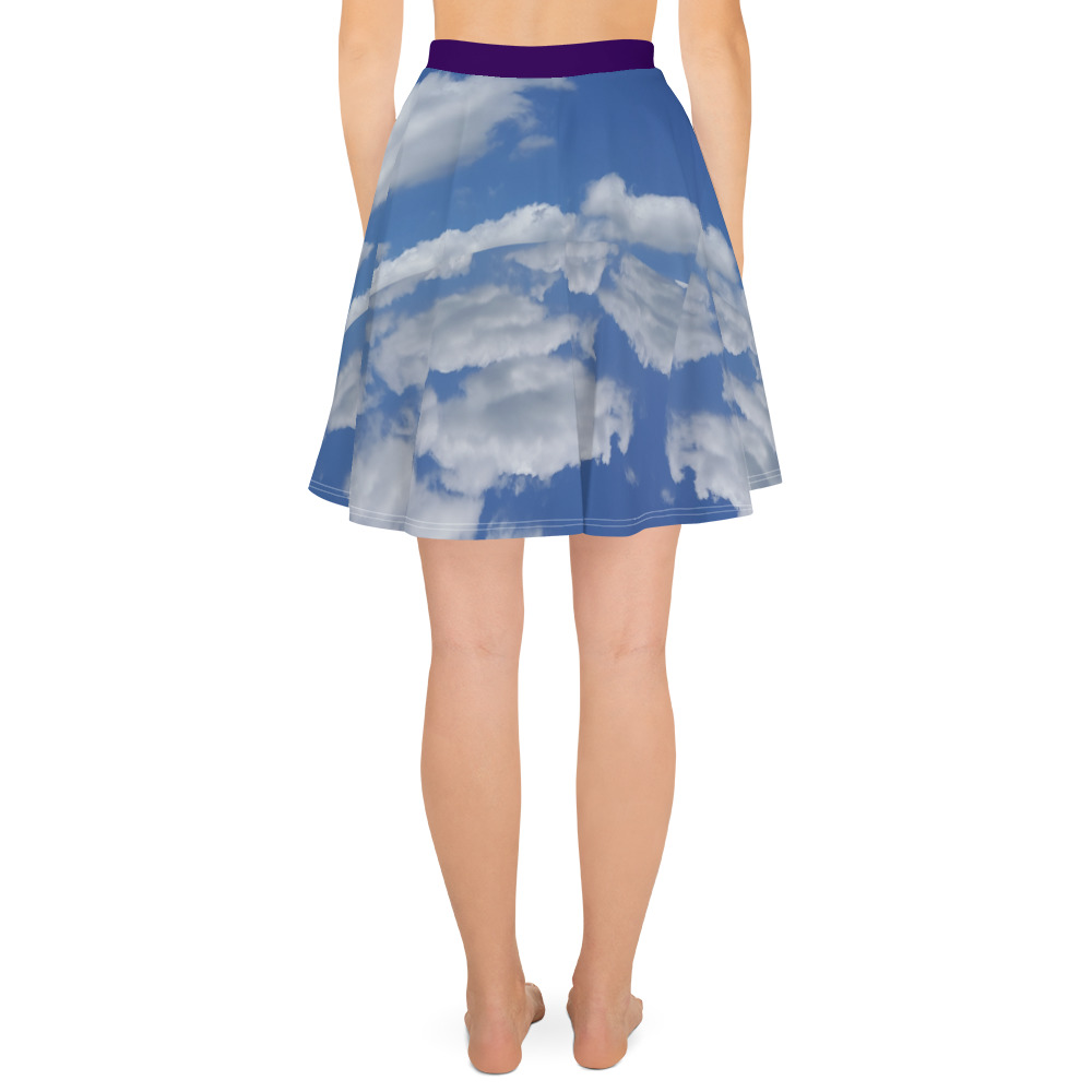 Blue-Sky w purple waist Skater Skirt - Image 2