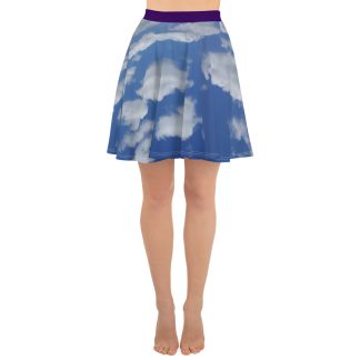 Blue-Sky w purple waist Skater Skirt