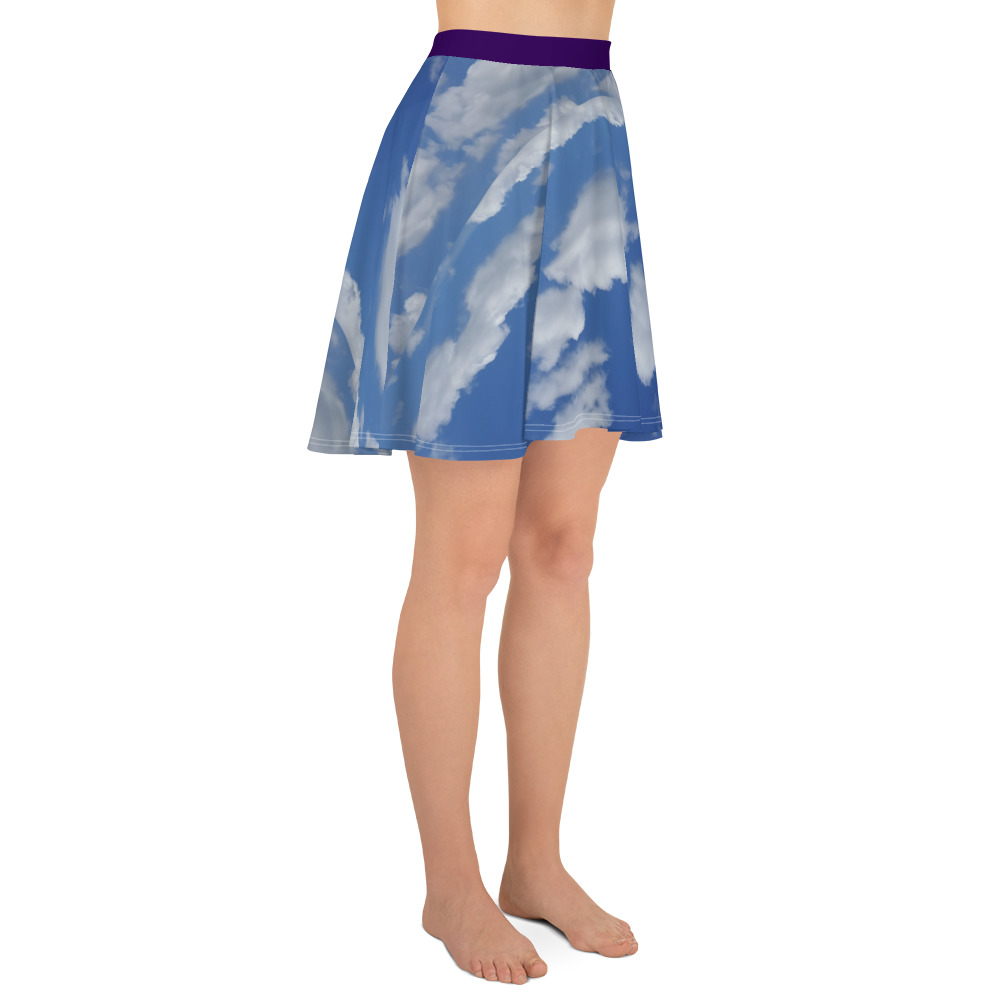 Blue-Sky w purple waist Skater Skirt - Image 4