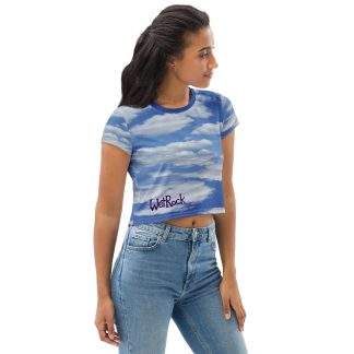 Wet Rock Logo on a Blue-Sky mid-weight jersey Crop Tee