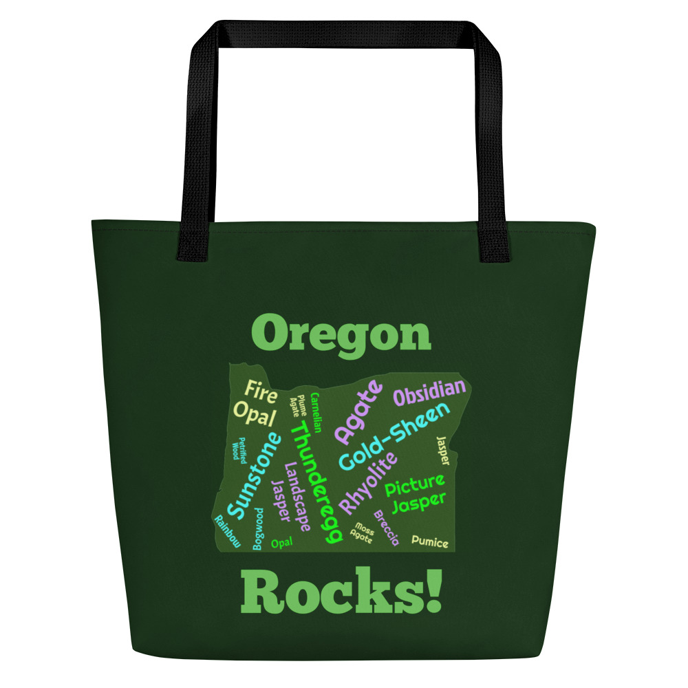 Oregon Rocks! 2 Green Large Tote Bag - Image 2