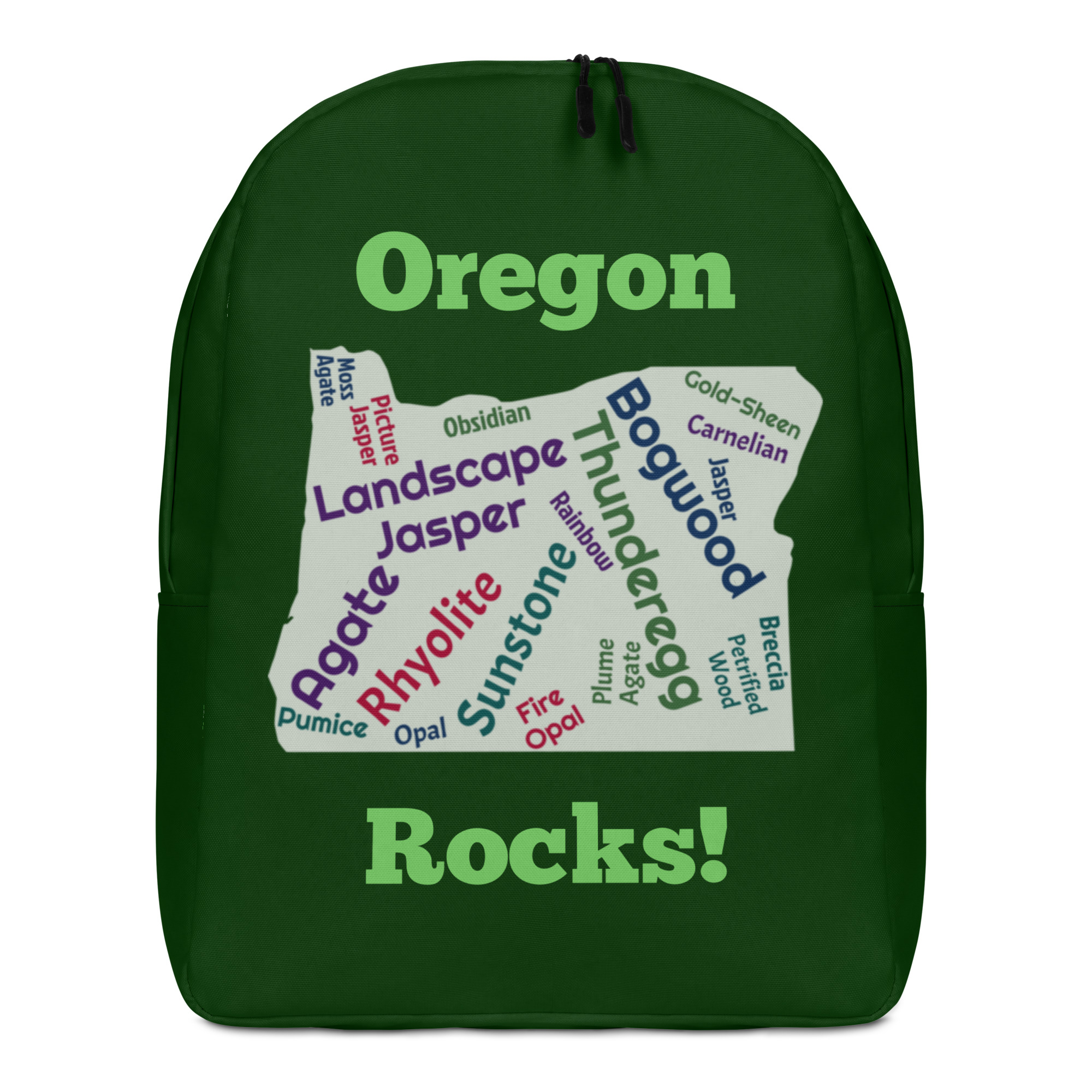 Oregon Rocks! Green Minimalist Backpack - Image 2