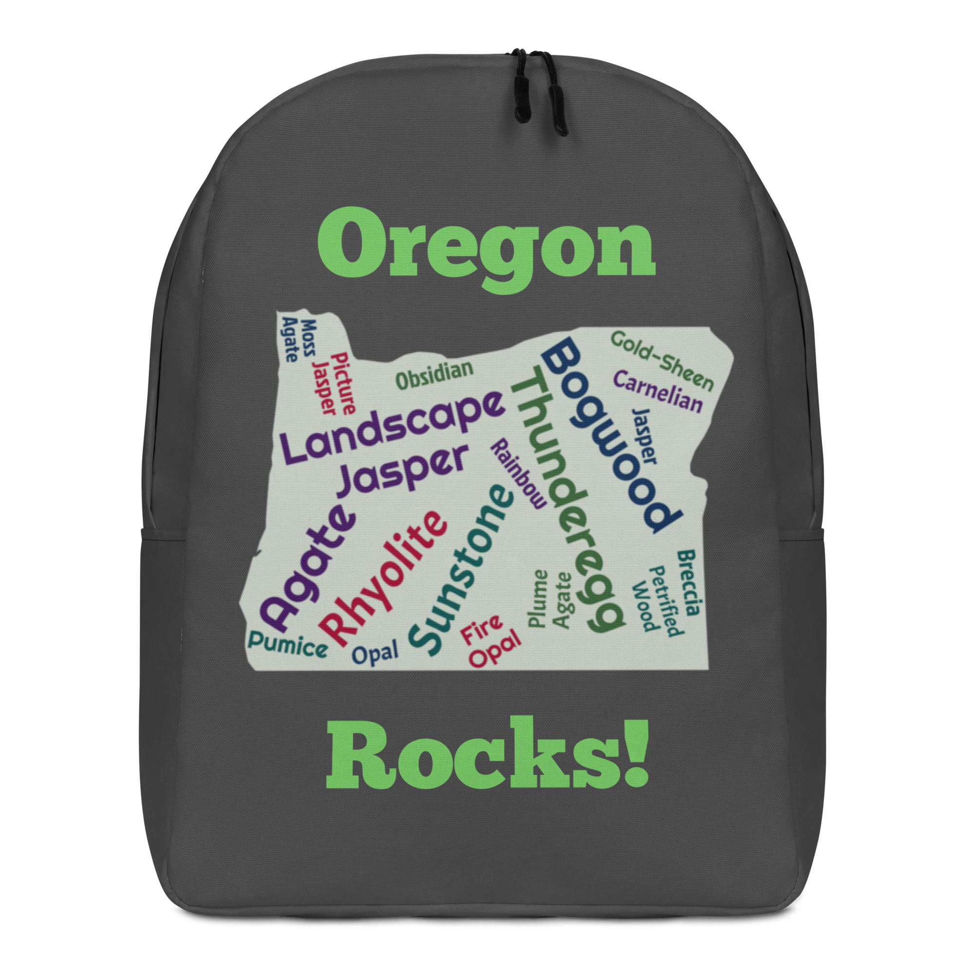 Oregon Rocks! Dark Grey Minimalist Backpack - Image 2