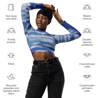 Blue Sky Eco-Friendly Long-Sleeve Crop Top: Stylish & Sustainable Daily Wear