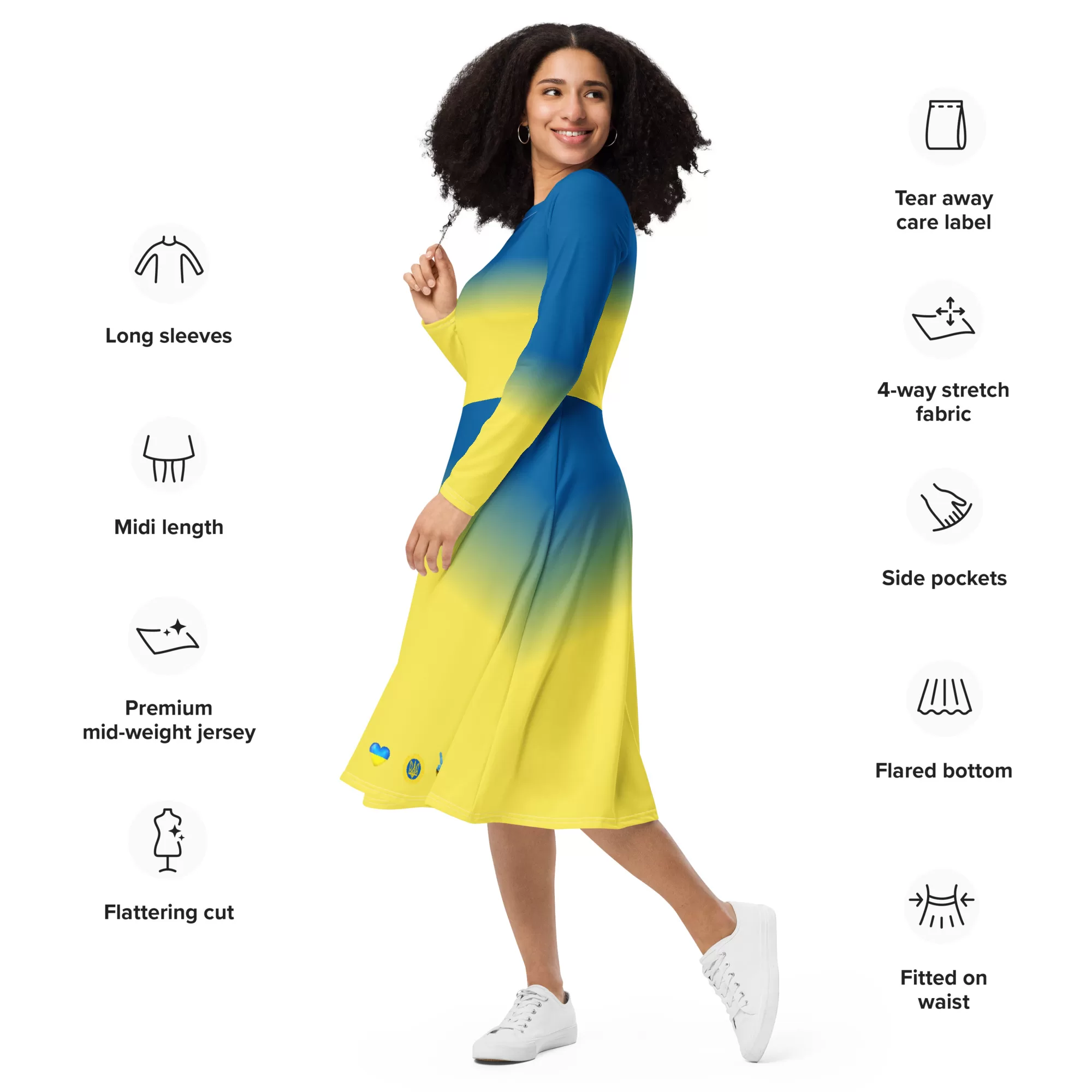 Ukraine Peace long sleeve midi dress - Image 2