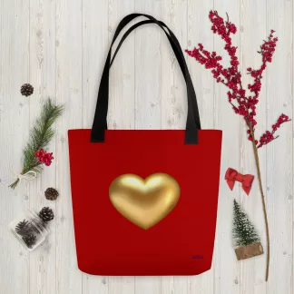 Red Golden Heart Tote bag