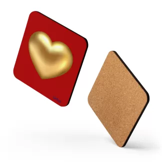 Golden Heart Cork-back coaster