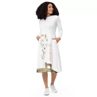 White Spirit-Cougar long sleeve midi dress