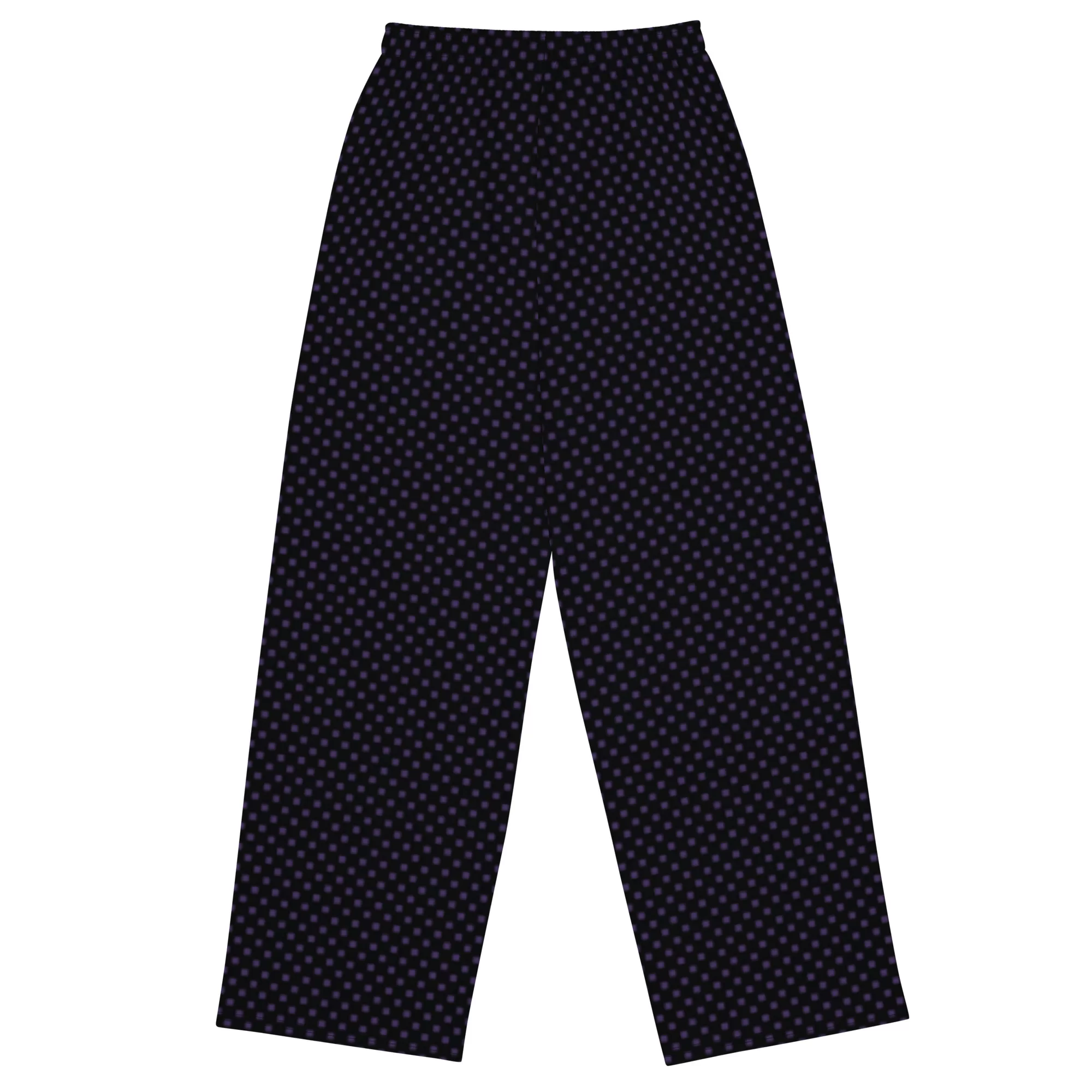 Black w Square Purple Dots unisex wide-leg pants - Image 3