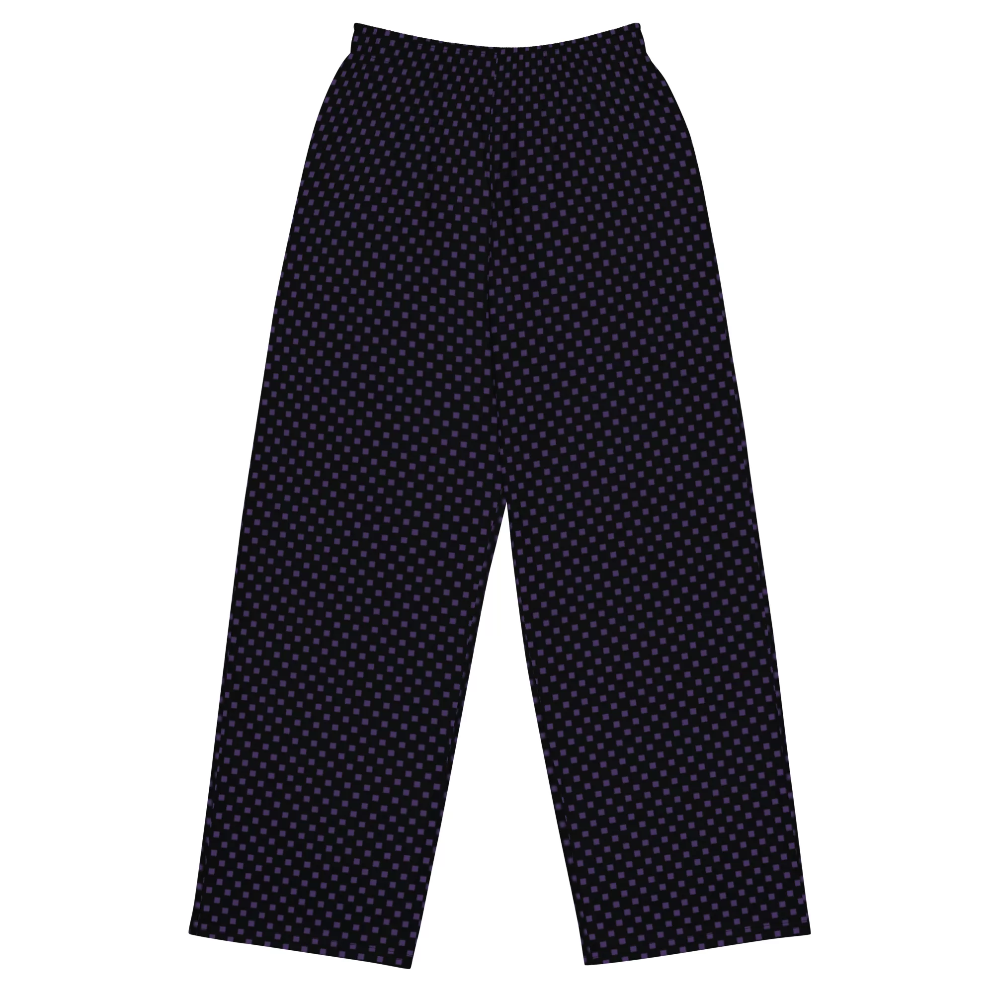 Black w Square Purple Dots unisex wide-leg pants - Image 2