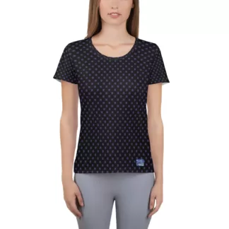 Black w Square Purple Dots Women's Athletic T-shirt