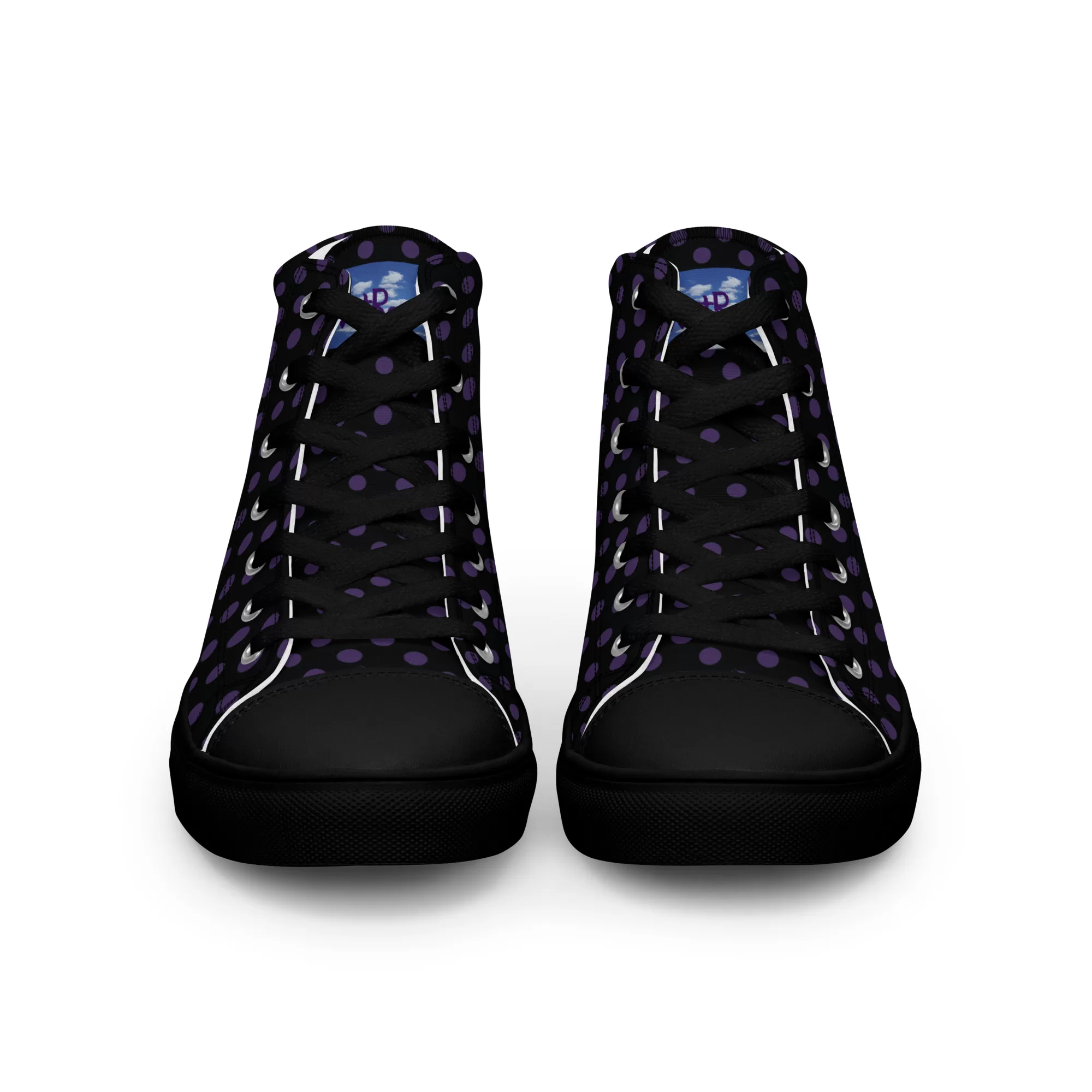 Men’s high-top Small Purple-Dots canvas shoes - Image 11