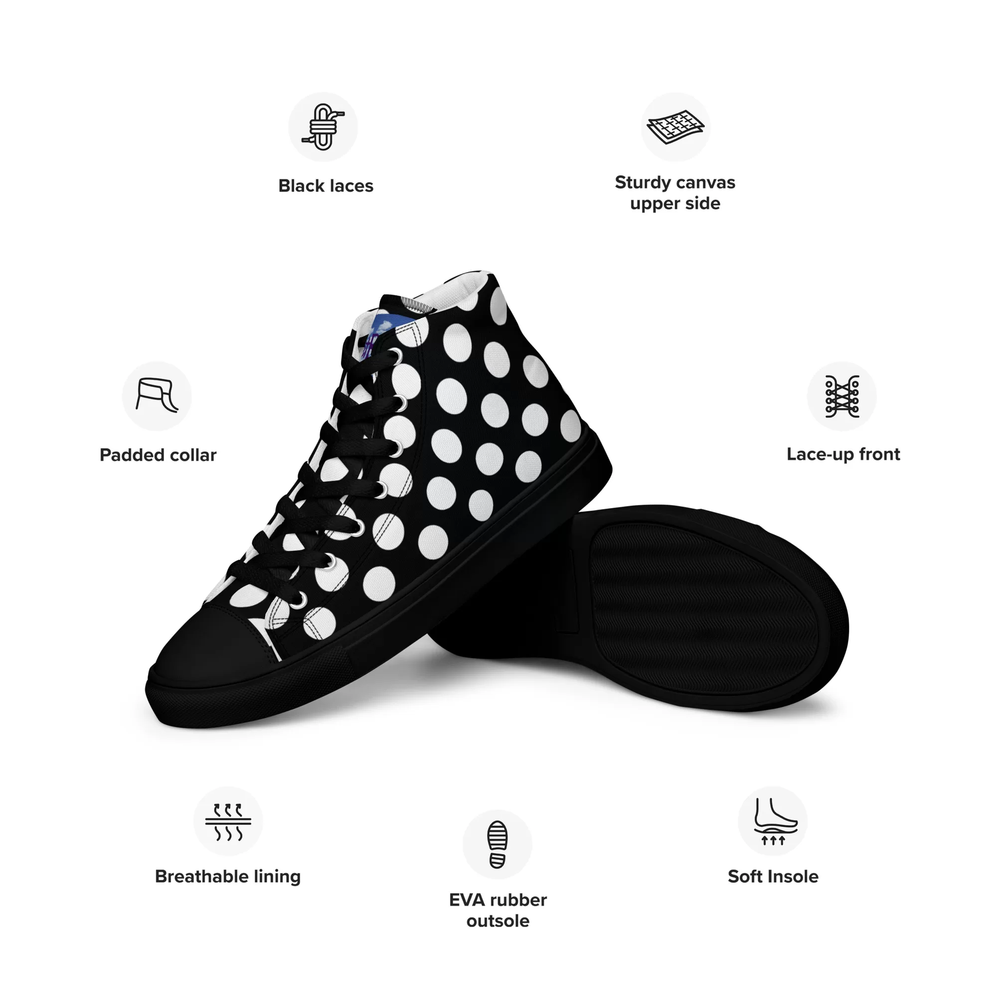 Men’s high-top "White Dots" canvas shoes - Image 4