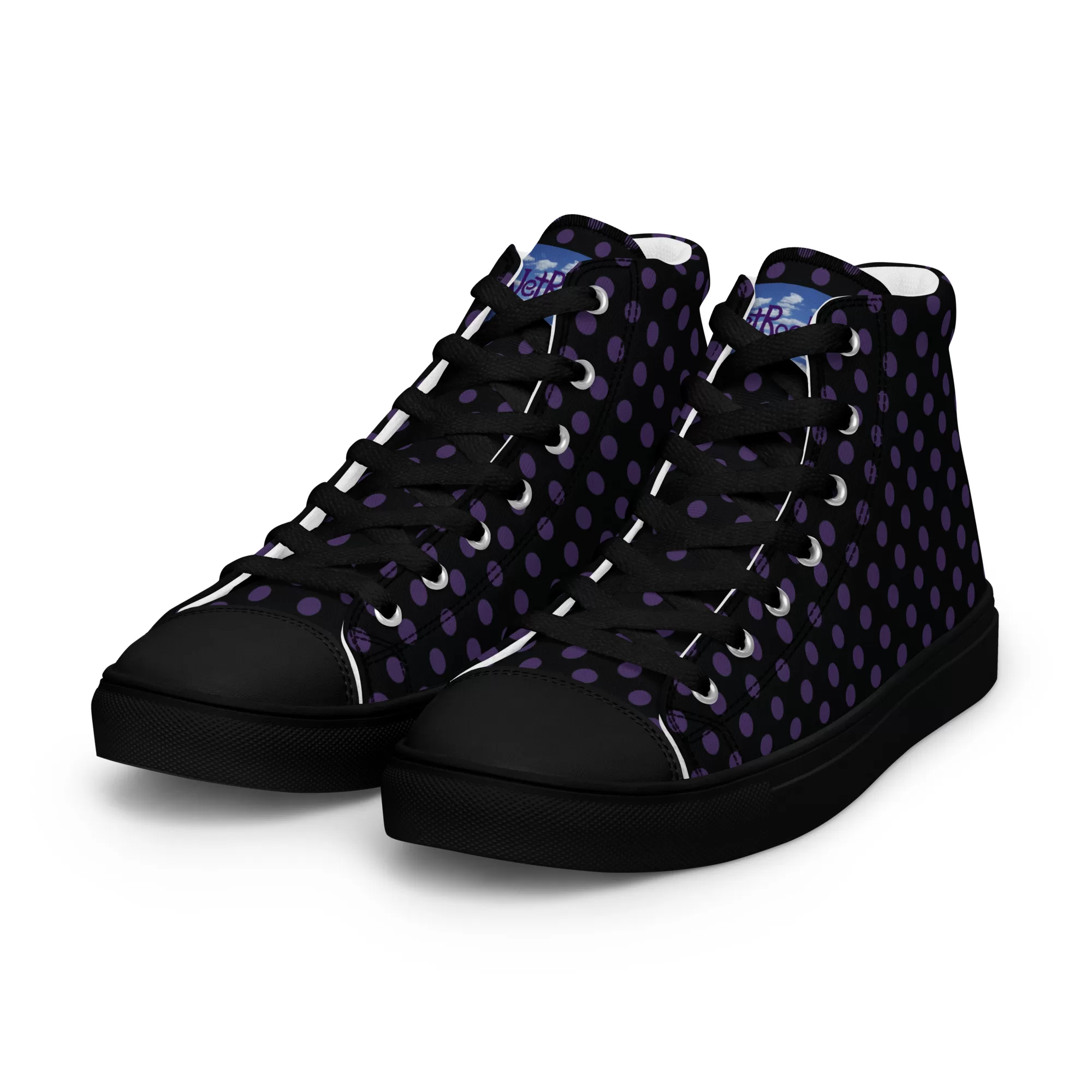 Men’s high-top Small Purple-Dots canvas shoes - Image 7