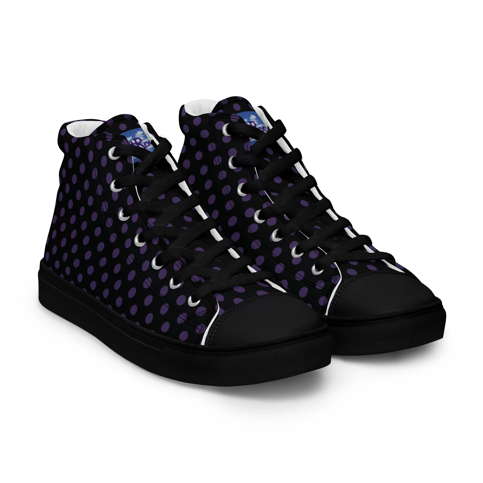 Men’s high-top Small Purple-Dots canvas shoes - Image 10