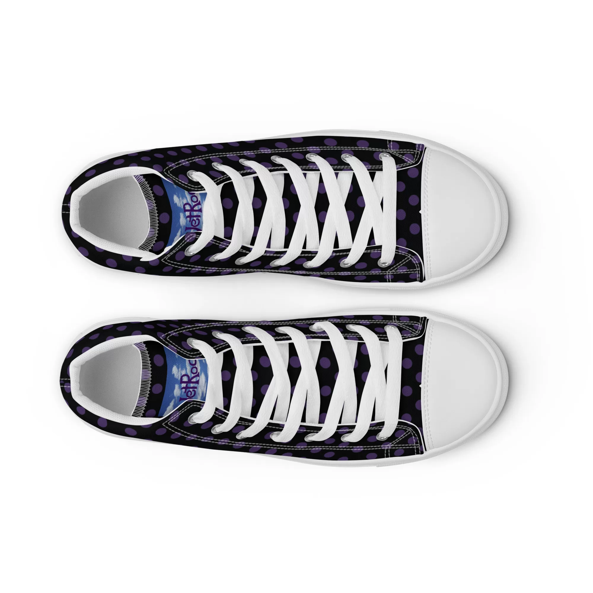 Men’s high-top Small Purple-Dots canvas shoes - Image 21