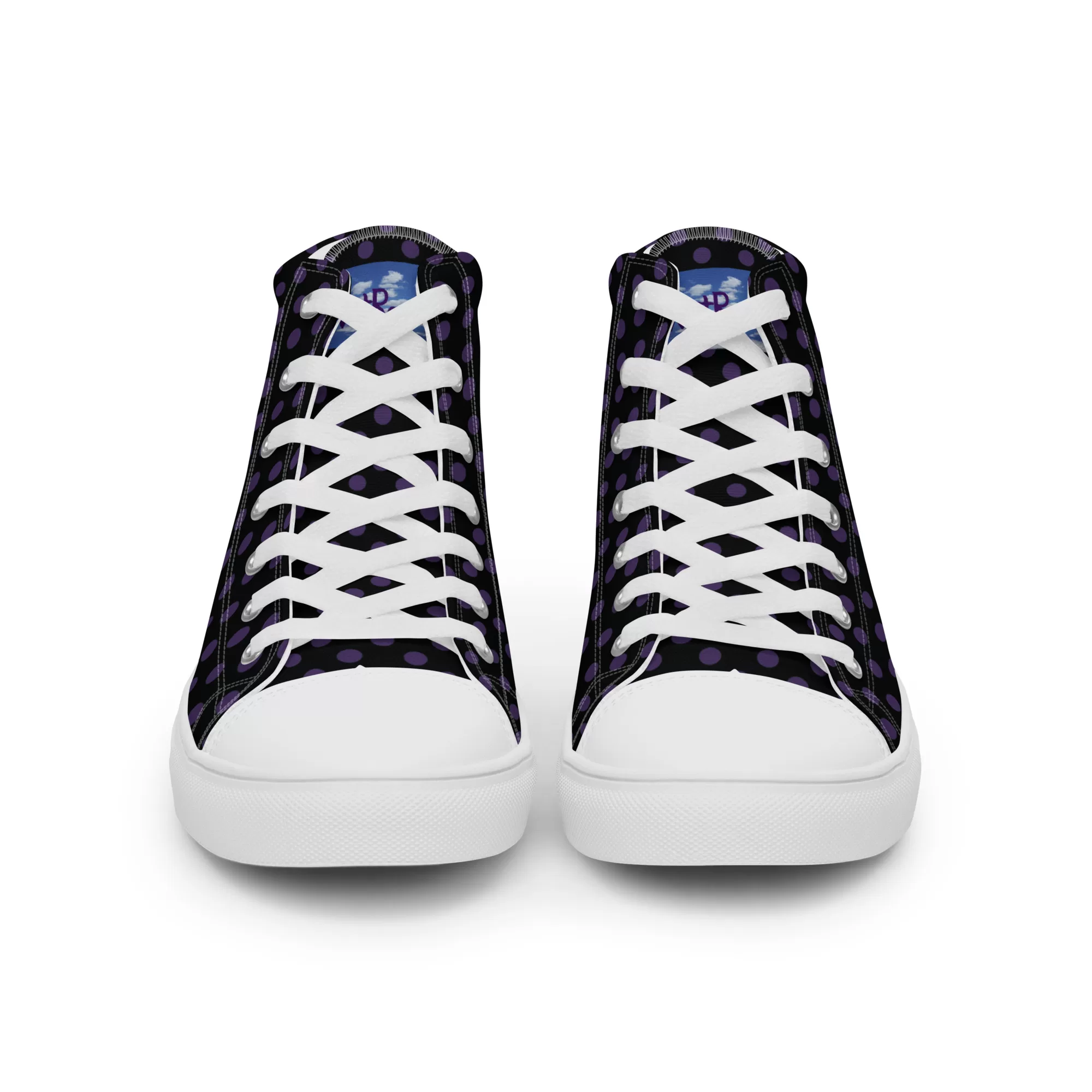 Men’s high-top Small Purple-Dots canvas shoes - Image 20