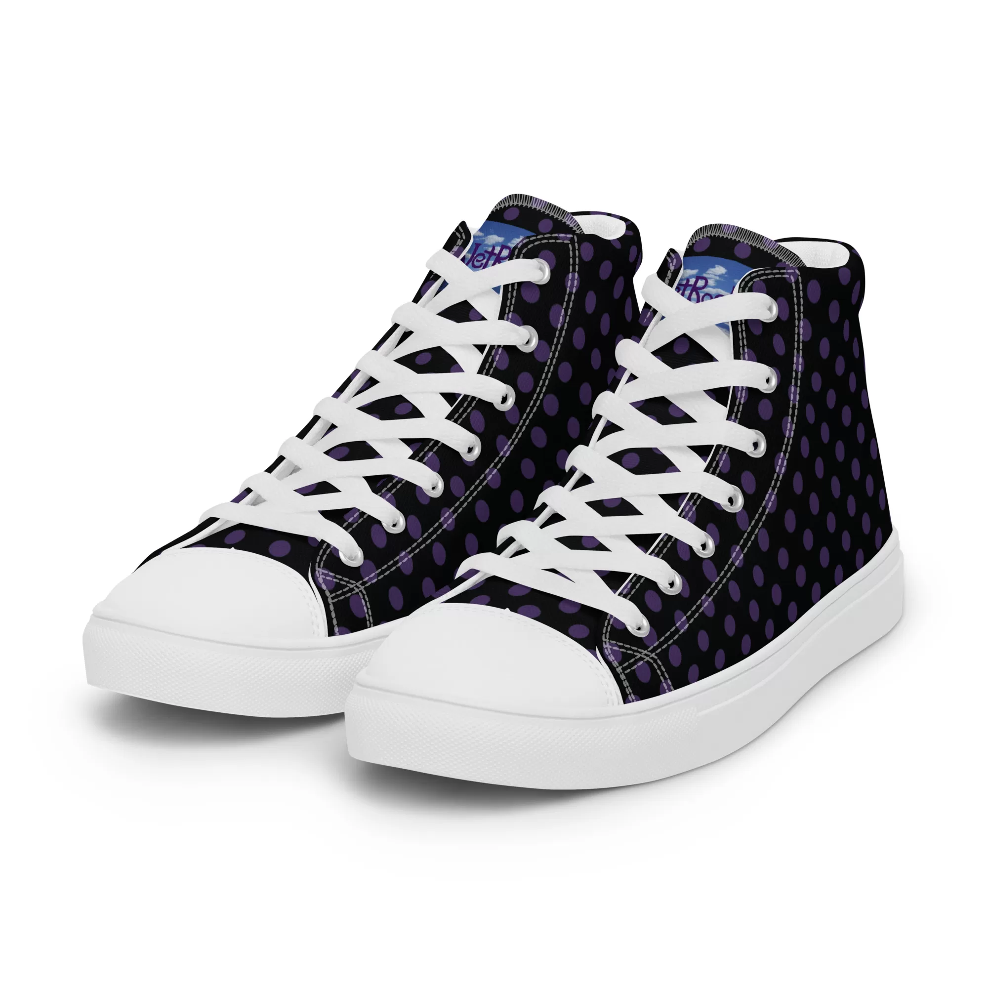 Men’s high-top Small Purple-Dots canvas shoes - Image 16