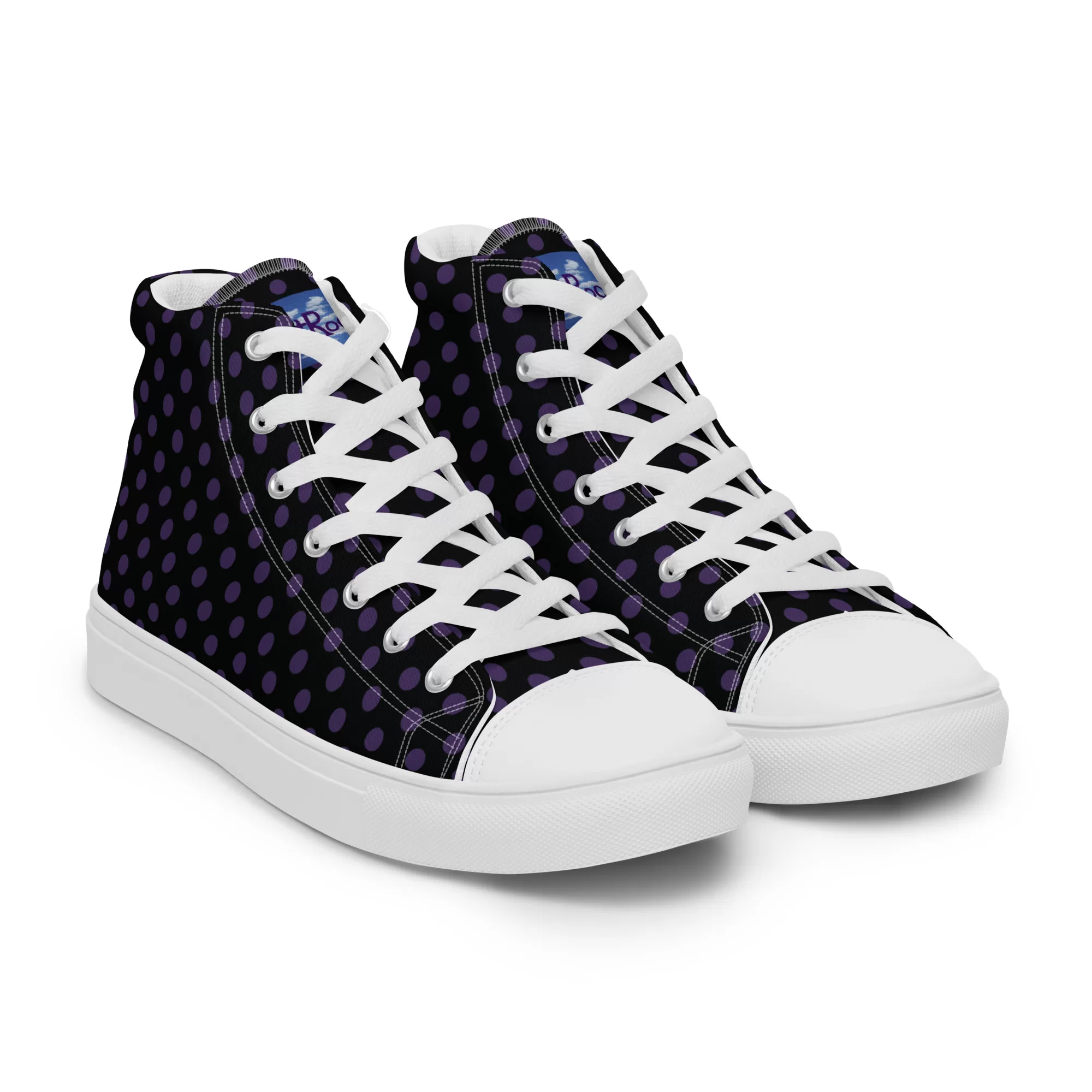 Men’s high-top Small Purple-Dots canvas shoes - Image 19