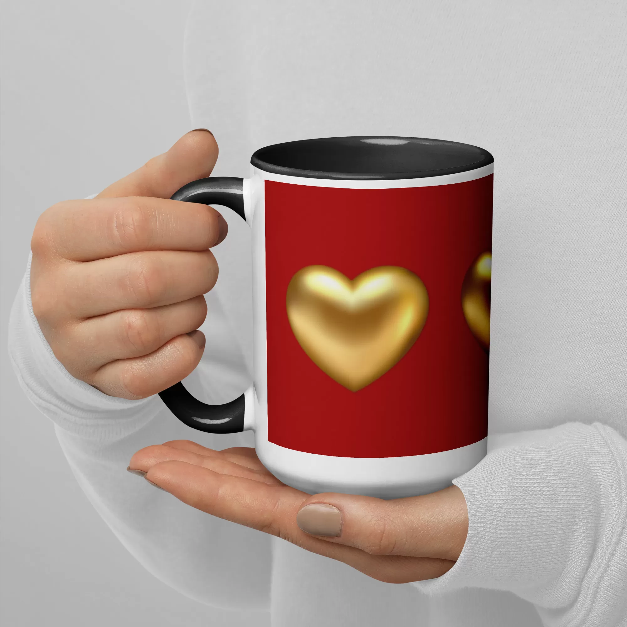 Golden Hearts Mug with Color Inside - Image 3