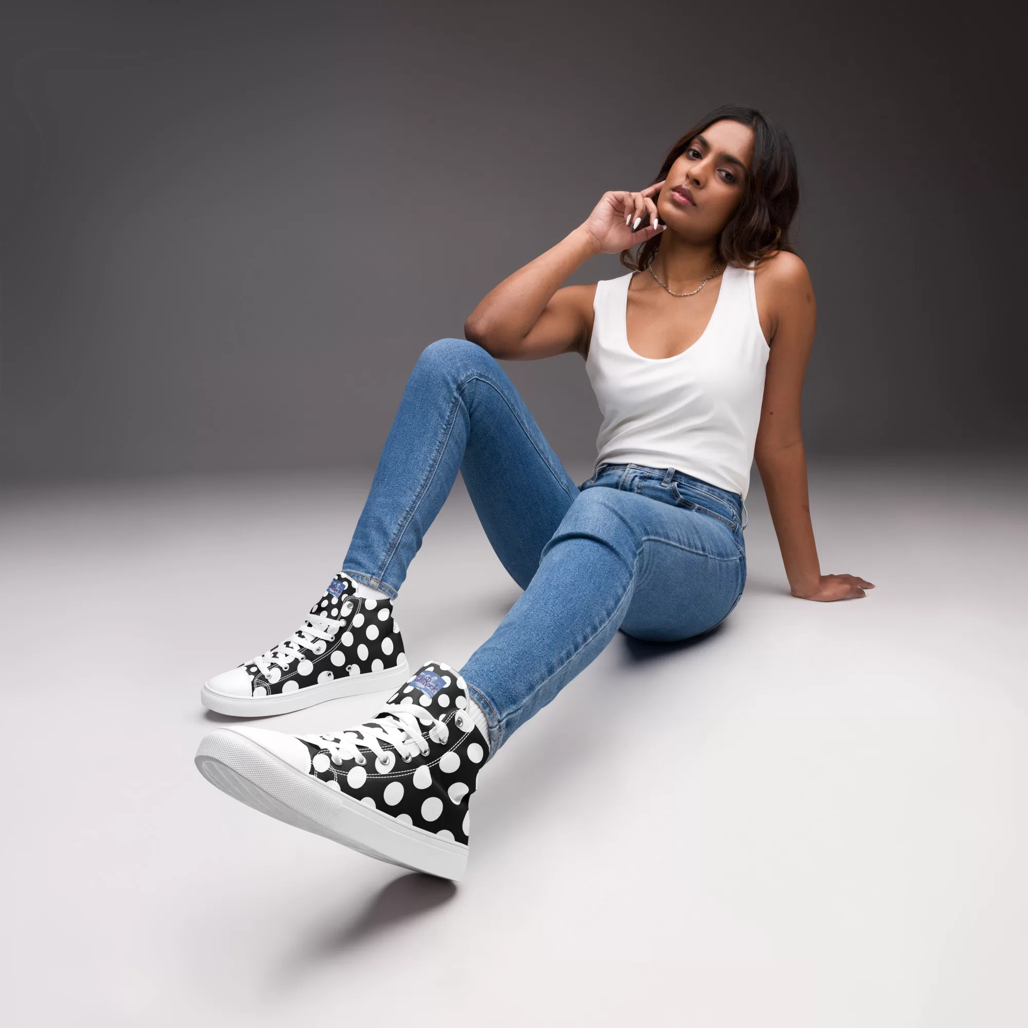 Women’s high top "White Dots" canvas shoes - Image 4