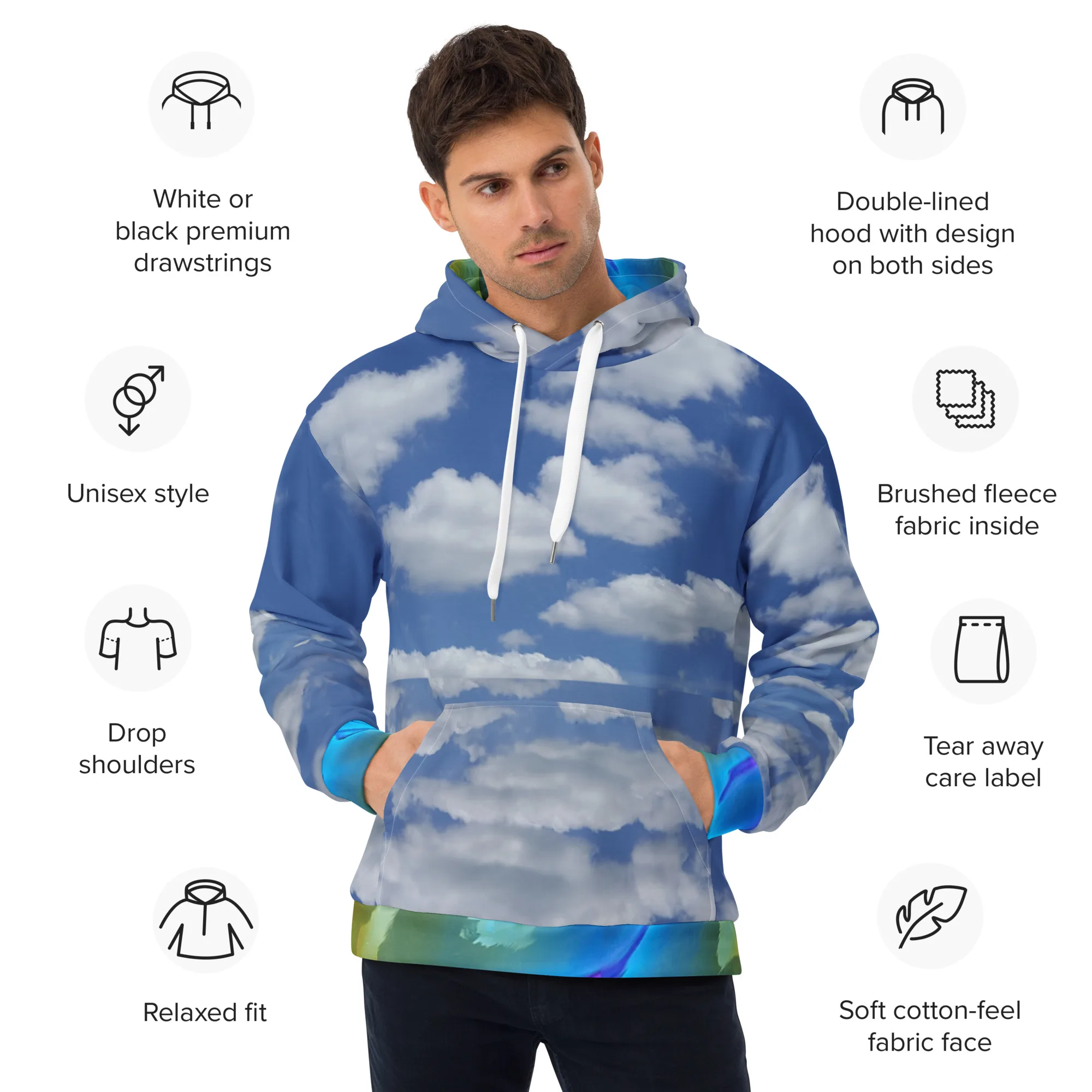 Blue Sky Recycled Unisex Hoodie - Image 4