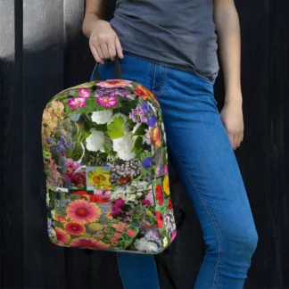 Mixed Flowers Multi-Pocket Backpack