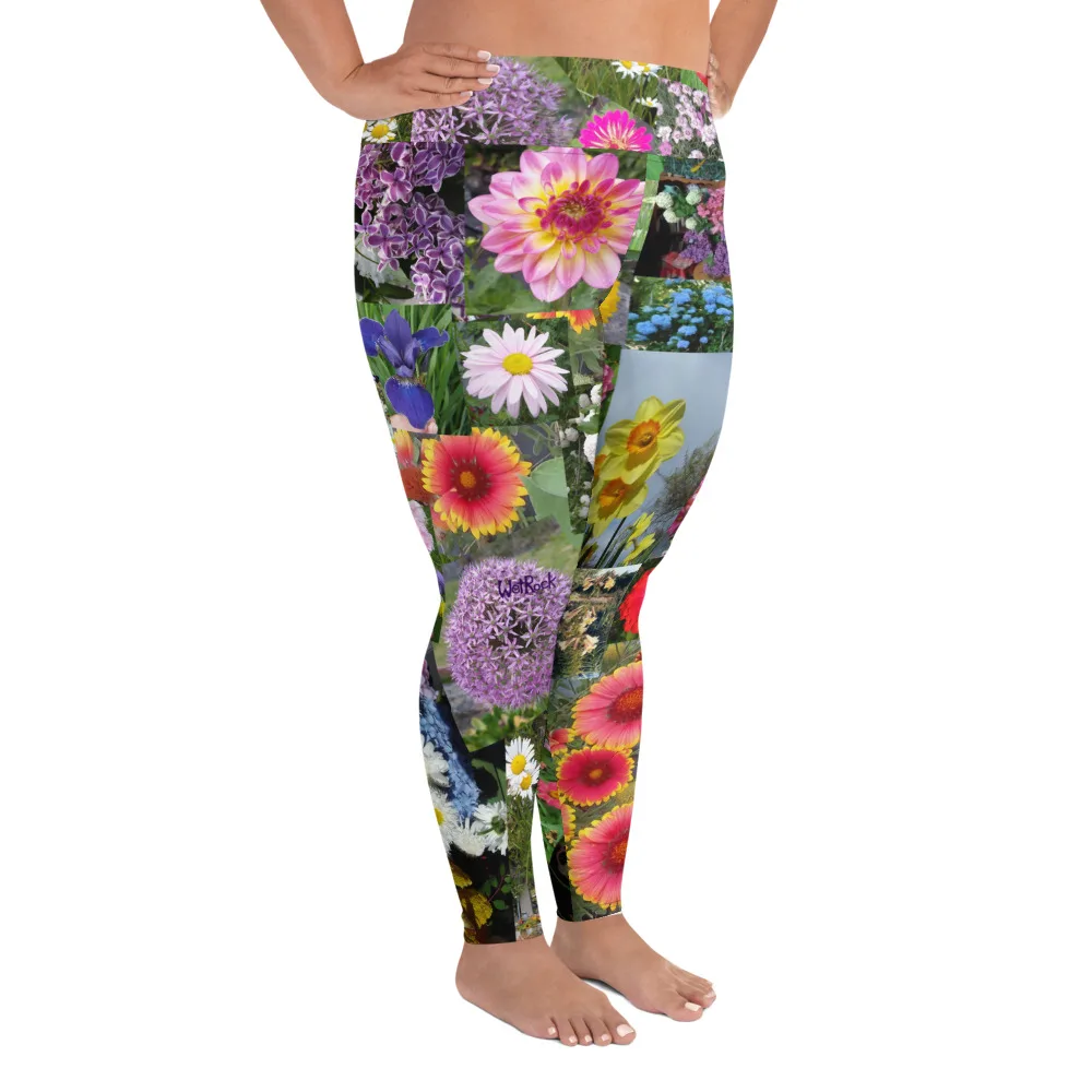 "Mixed Flowers" Stretchy Comfort Plus Size Leggings tights - Image 4