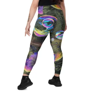 Crossover “Bubbles on the Lake” pocket leggings tights comfort stretch 6X to 2XS