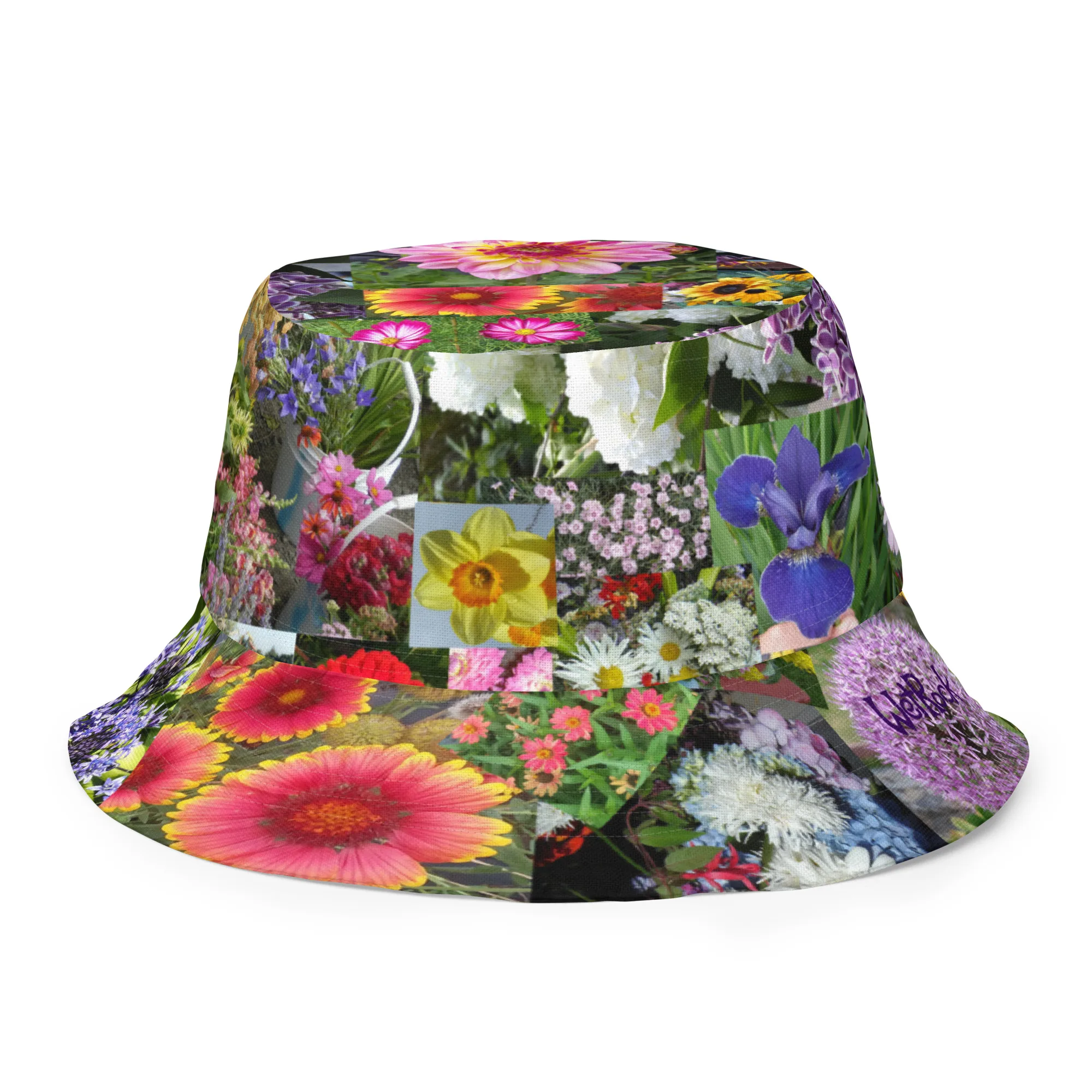 Mixed Flowers and Blue Sky Wet Rock Logo Reversible bucket hat - Image 4