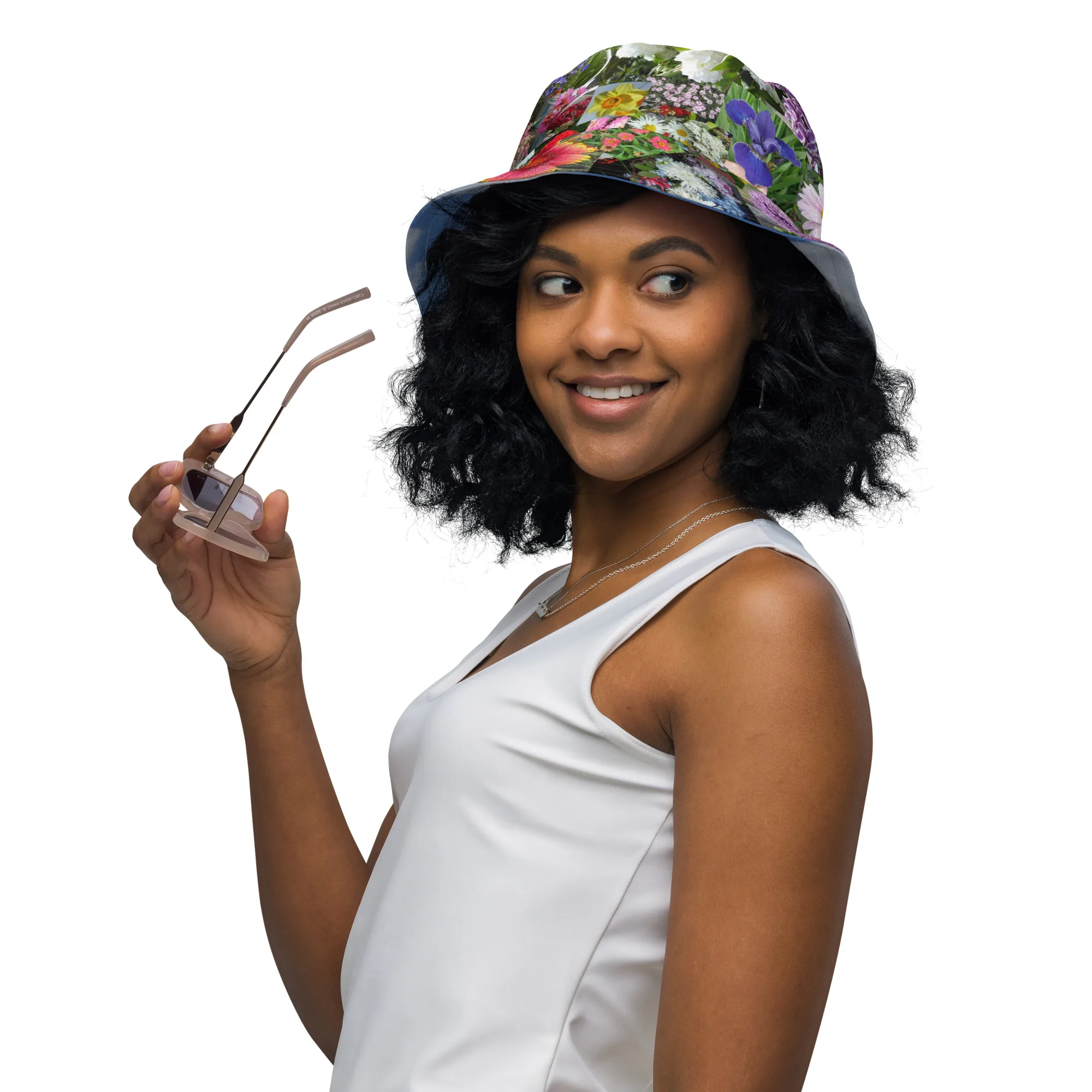 Mixed Flowers and Blue Sky Wet Rock Logo Reversible bucket hat - Image 2