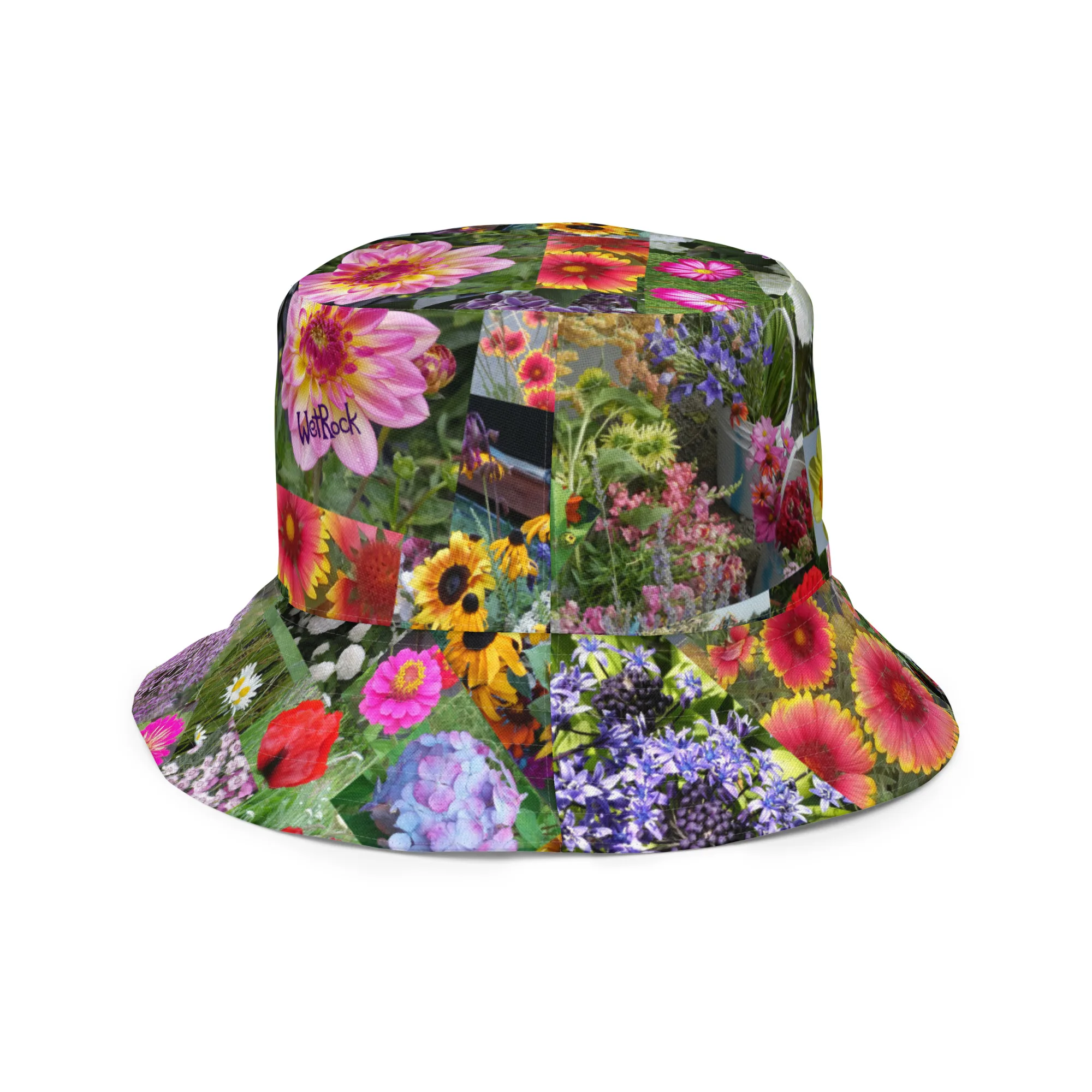 Mixed Flowers and Blue Sky Wet Rock Logo Reversible bucket hat - Image 11
