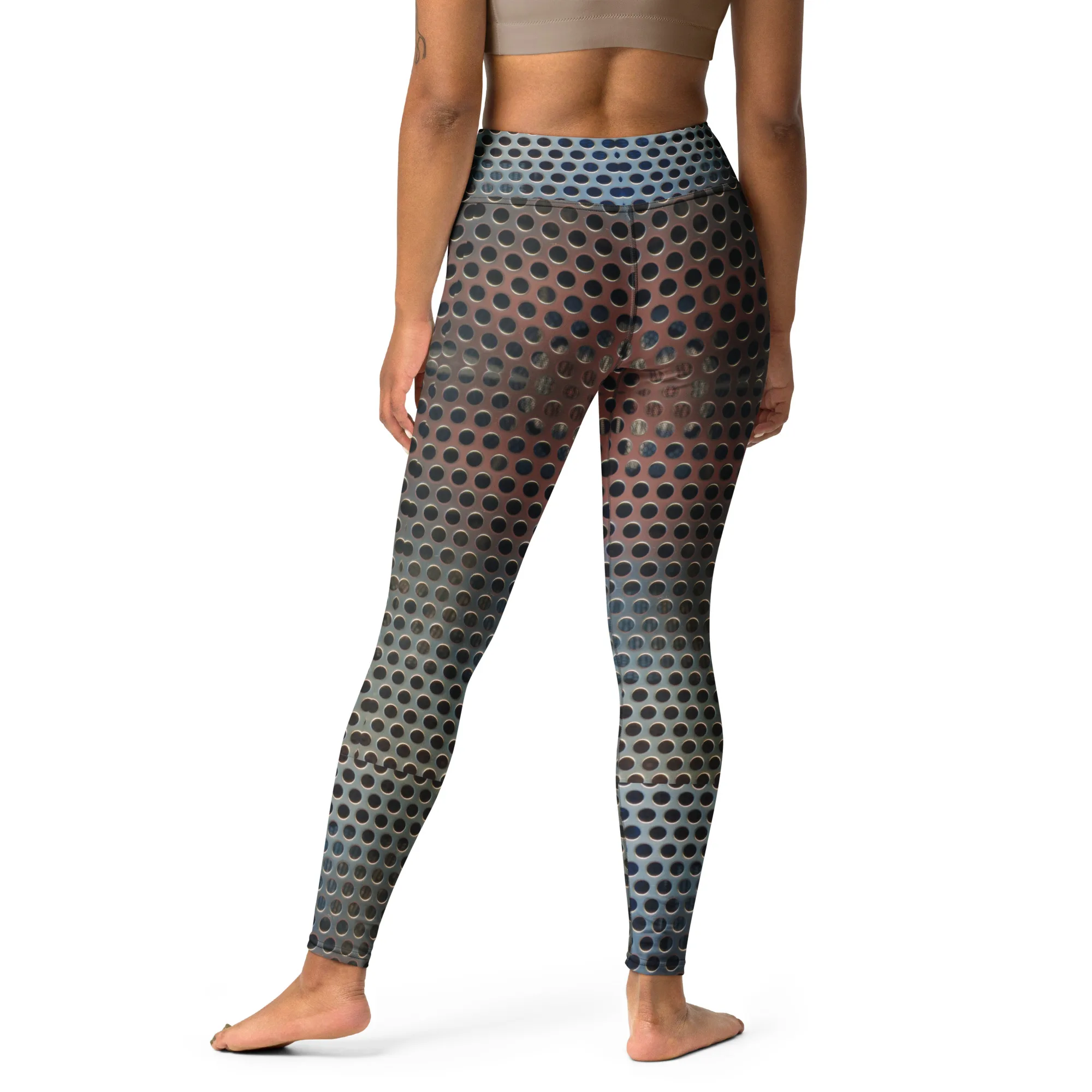 3-D Holey Metal Yoga Stretch Leggings with Raised Waistband - Image 5
