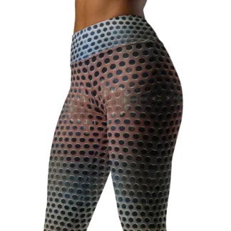 3-D Holey Metal Yoga Stretch Leggings with Raised Waistband