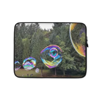 13" or 15" "Bubbles On The Lake" Laptop Pad Diary Sleeve Glassware Protection