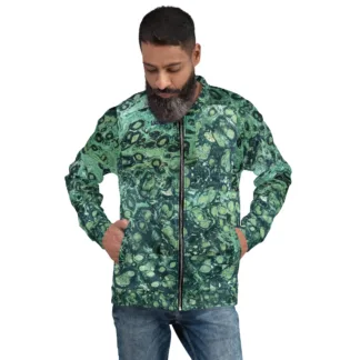Kambaba Jasper Stone Slices Unisex Lightweight Bomber Jacket Green Coat