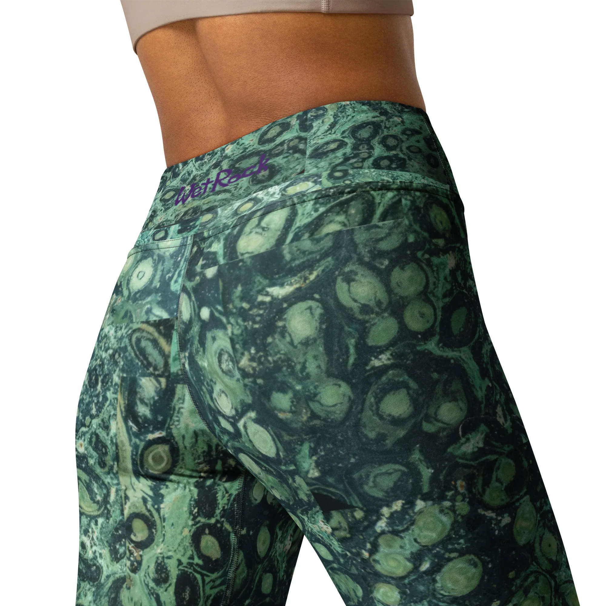 Kambaba Jasper Stretchy 18% Spandex Raised-Waistband Yoga Leggings - Image 7