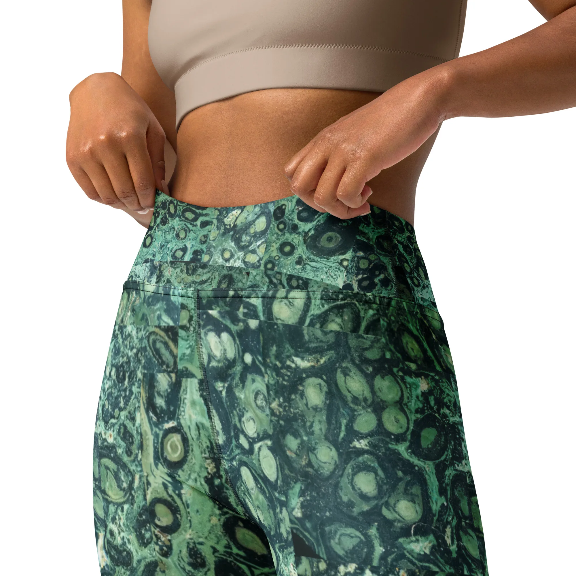 Kambaba Jasper Stretchy 18% Spandex Raised-Waistband Yoga Leggings - Image 6