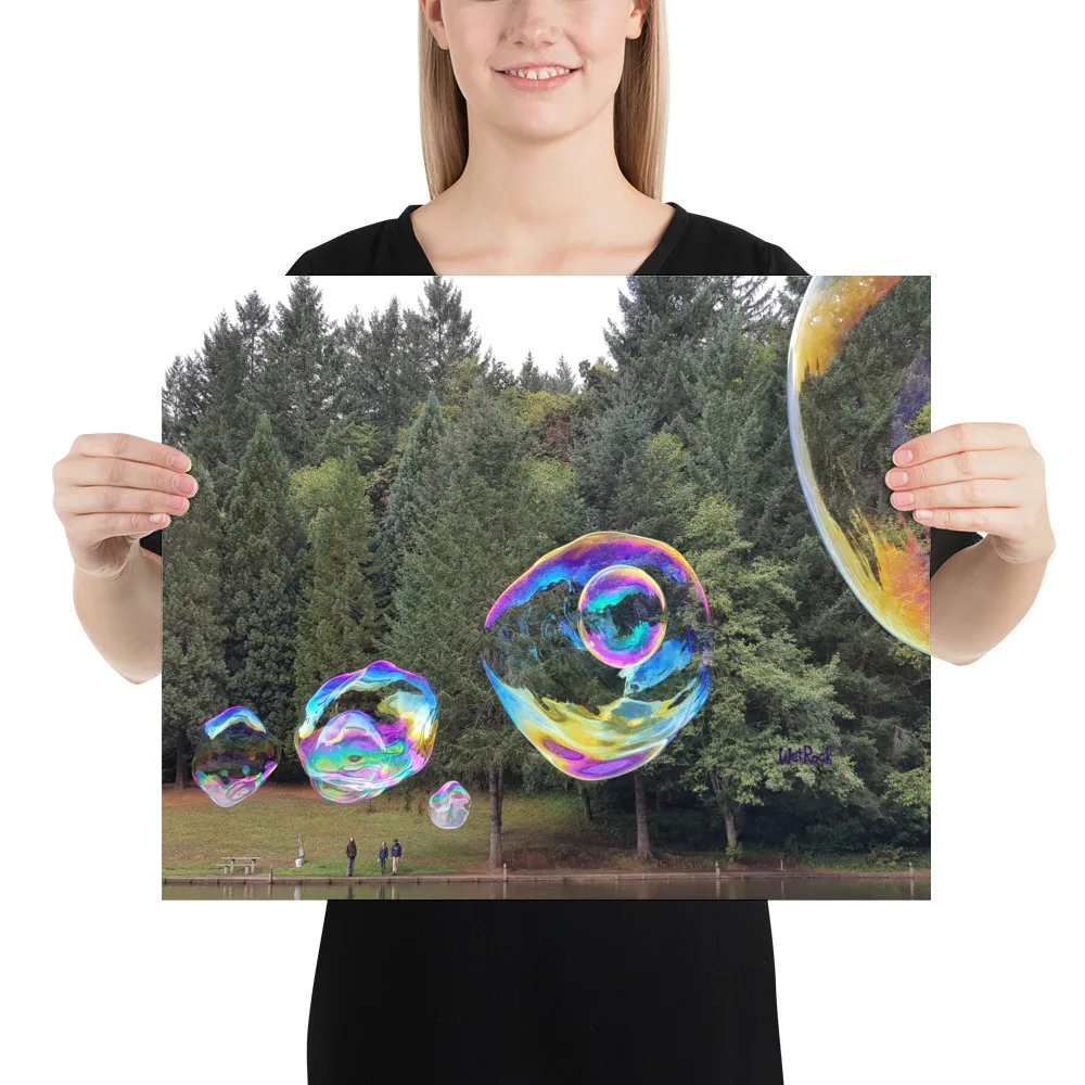 Big Bubbles on the Lake” and Evergreen Forest Poster Wall Art - Image 3