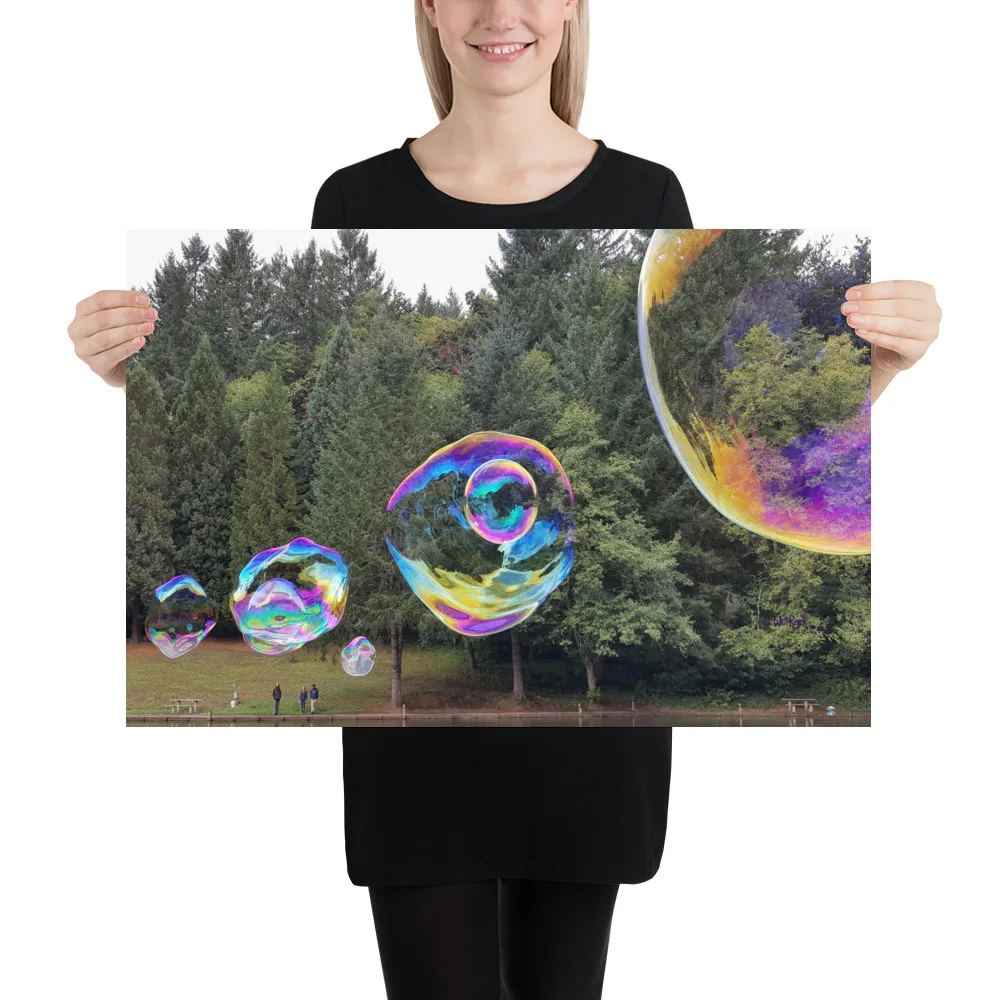 Big Bubbles on the Lake” and Evergreen Forest Poster Wall Art - Image 4