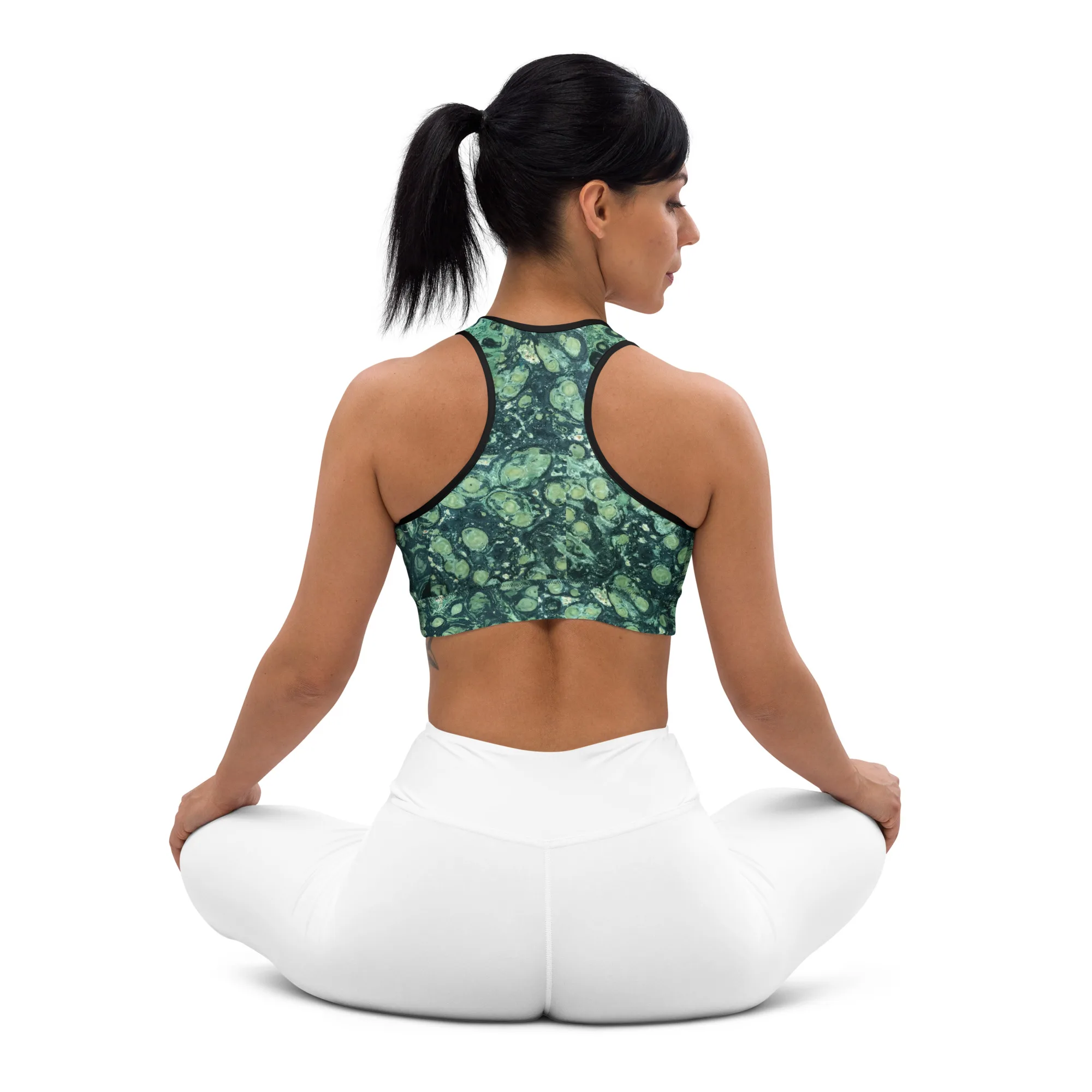 Supportive, Stretchy 18% spandex Sports bra with a "Kambaba Jasper" photo-print - Image 6