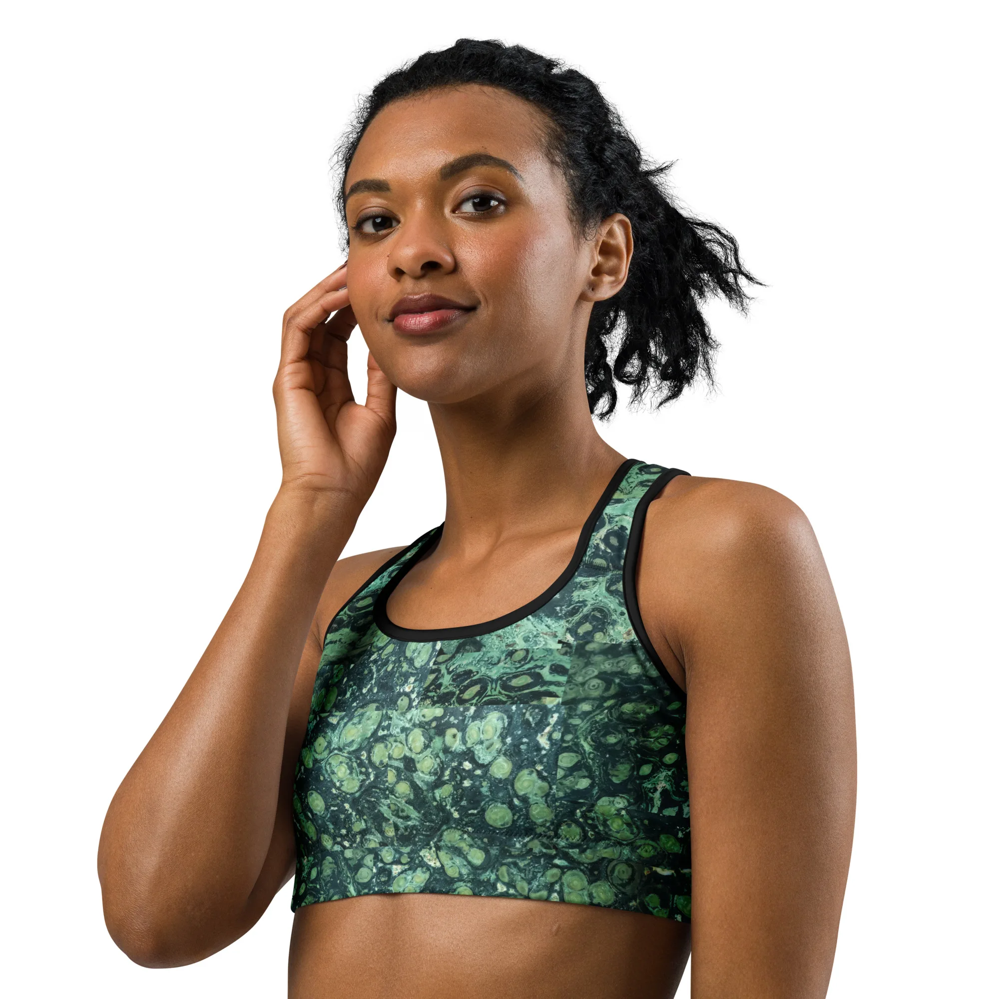 Supportive, Stretchy 18% spandex Sports bra with a "Kambaba Jasper" photo-print - Image 4