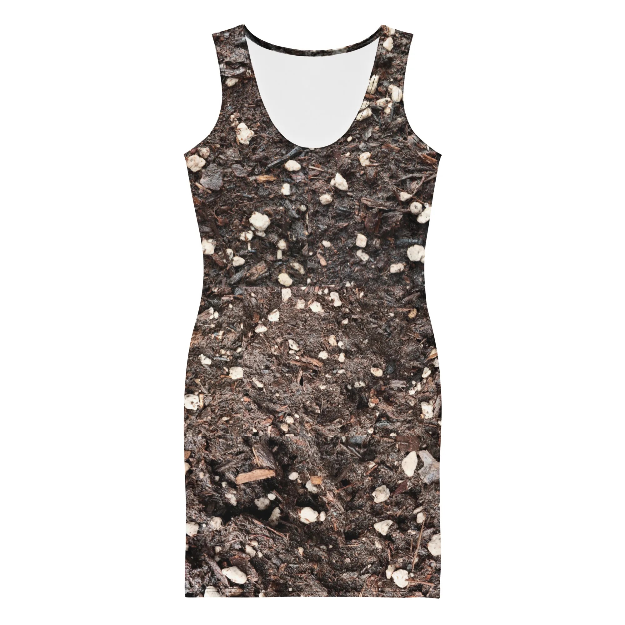 Crazy "Potting Soil" Brown Bodycon dress, Stretchy 18% spandex - Image 4