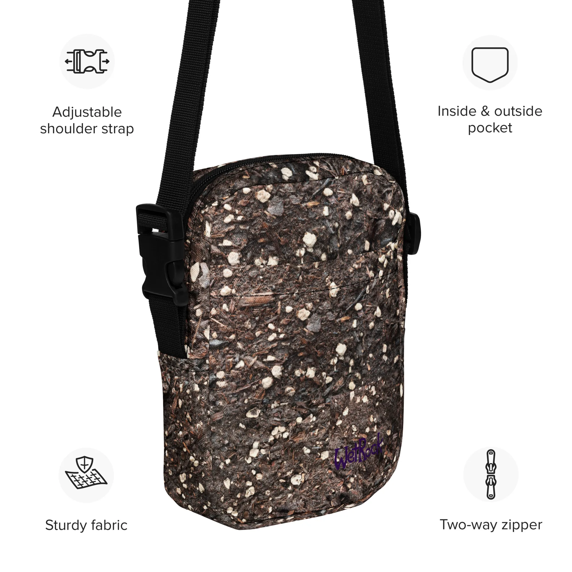 Potting Soil Print Utility crossbody bag, Satchel, "Dirt Bag" LOL - Image 2