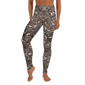18% spandex Yoga Leggings with our Crazy “Potting Soil” print, Raised Waistband