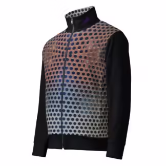 Holey Stainless and Black Unisex track jacket with Zippered Front and Pockets 2XS-6XL