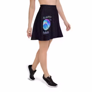 Mind Blowers logo Skater Skirt Black w small purple Dots WR-Logo Bubble-Bucket Cover
