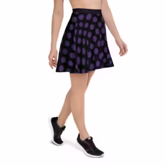 Black with bigger Purple Dots WR-logo Skater Skirt and Bubble-Bucket Cover